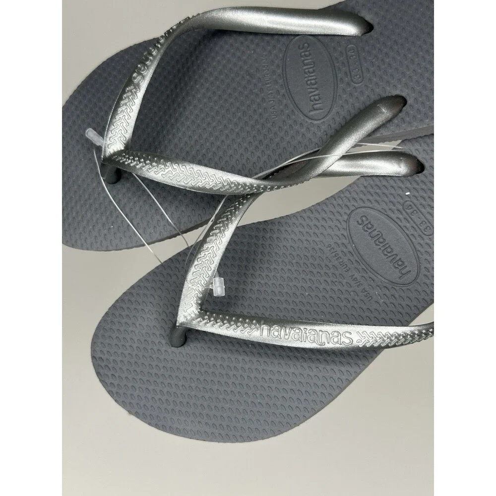 Havaianas Slim Girls Steel Gray/Silver Flip Flops